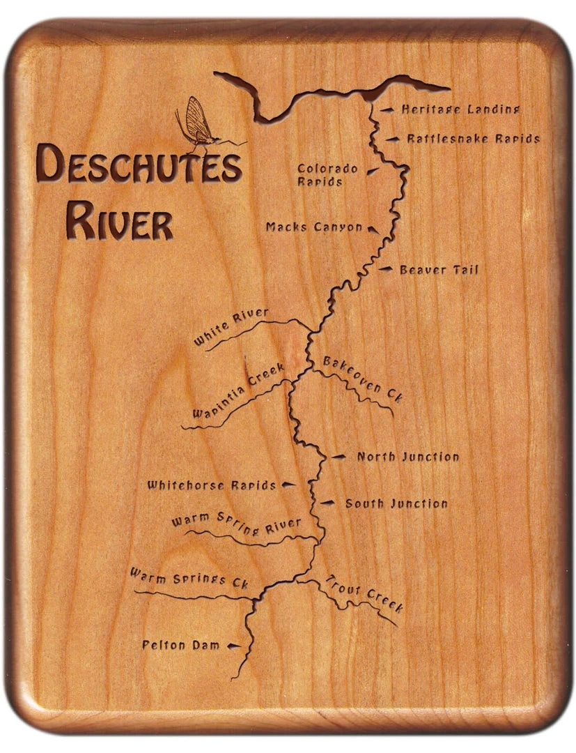 Ashland Fly Shop Engraved River Map Fly Boxes - McCloud 7 Ashland Fly Shop Engraved River Map Fly Boxes - McCloud