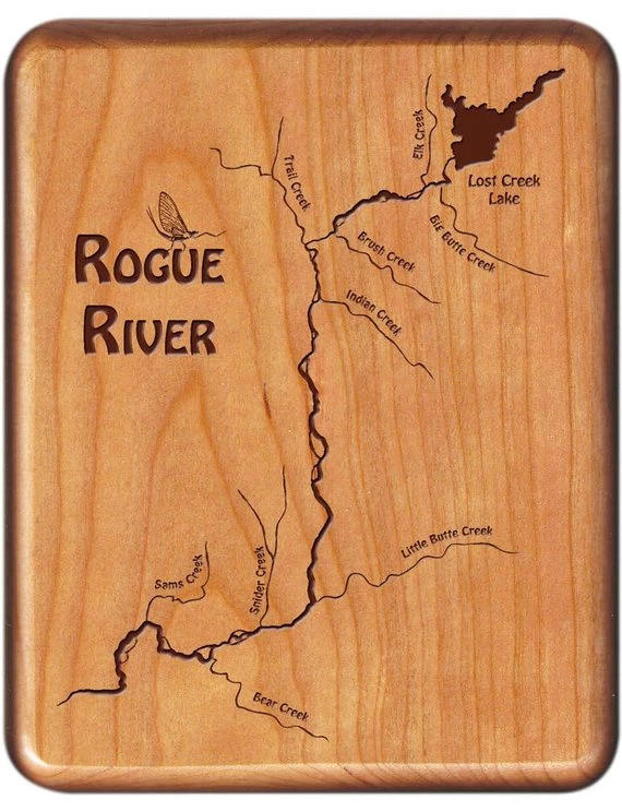 Ashland Fly Shop Engraved River Map Fly Boxes - McCloud 3 Ashland Fly Shop Engraved River Map Fly Boxes - McCloud